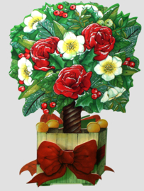 Die-cut Kerst kaart: Boom met bloemen [XC-3465]