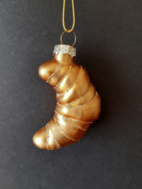 Goudgele croissant Kerstornament glas