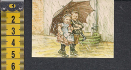 Mini beloningskaartje De Stulp - Ot en Sien onder moeders paraplu