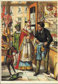 Sint en Piet doen inkopen prentbriefkaart [C10269]