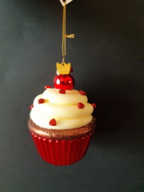 Kerstcupcake met hartjes kerstornament Kurt S. Adler