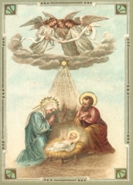 Engelen bij Jozef, Maria en Kindje Jezus Reliefkaart EF 3006