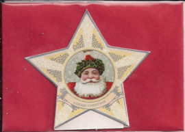 Mini geschenk kaart Kerst in ster: Hulst kerstman [XG-3133]