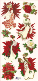 Kerstbloemen dames poezieplaatjes Stickers C76