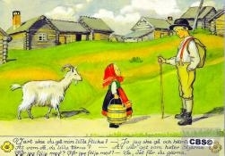 Prentbriefkaart Elsa Beskow Geit hoeden 16001