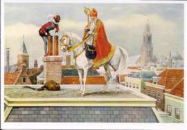 Sint en Piet bij Schoorsteen - J.C.Kesler prentbriefkaart [D1110]