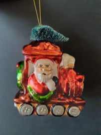 Locomotief kerstman en engel Kerstornament glas