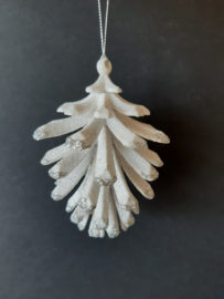 Zilver witte dennenappels 2 kerstornament Kurt S. Adler