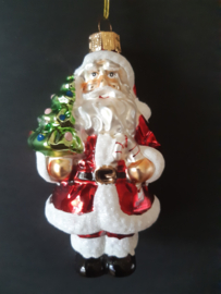 Kerstman met kerstboom kerstornament glas