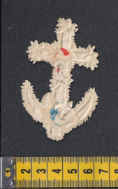 Kruis met passiebloemen antiek poezieplaatje met zijde (637)