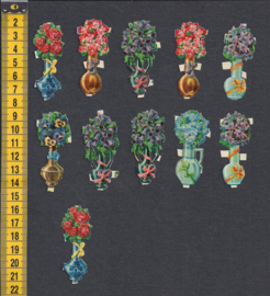Vaasjes met bloemen (11) antieke poezieplaatjes (270)