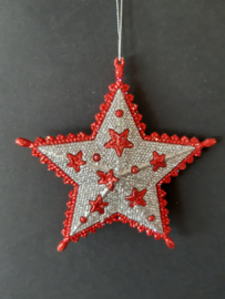 Rood zilveren ster 1 kerstornament Kurt S. Adler