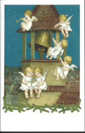 Engelen luiden de bel prentbriefkaart  {W187}