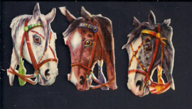 Paarden hoofden (3) antieke poezieplaatjes (197)
