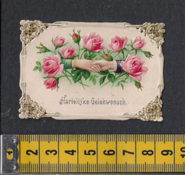 Relief Handjes met rozen antieke kaart [AK3]