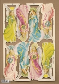 Vierkleuren zweef engelen poezieplaatjes 1984