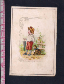 Oude Litho: jongen met paraplu