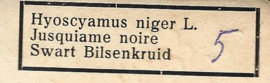 Côte d'Or Poezieplaatje: Nr 5: Hyoscyamus Niger L. (tekst achter)