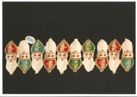 Sinterklaas hoofden, oud poezieplaatje prentbriefkaart [C6770]