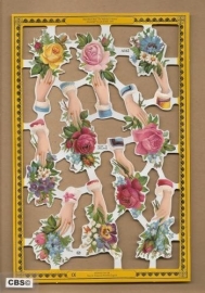 Handjes met boeketjes bloemen poezieplaatjes A 142