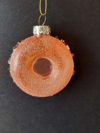 Gesuikerde kerstdonut Kerstornament glas