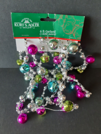 Kerstslinger met belletjes roze blauw groen Kurt S. Adler