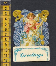 Uitklapkaart Engel met viool - Greetings - 1984