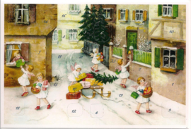 Adventskalender Kaart: Engelen bezorgen cadeautjes - 12418