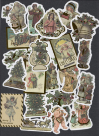 Nostalgische Kerst stickers - 24 stuks (WH1021)