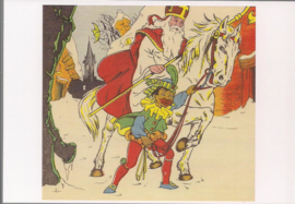 Sint en Piet door de sneeuw prentbriefkaart [A85030]