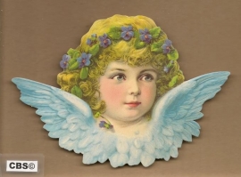 Engel met bloemhaarband blauw poezieplaatjes 5046