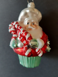 Candy cane kerstman cupcake kerstornament Kurt S. Adler
