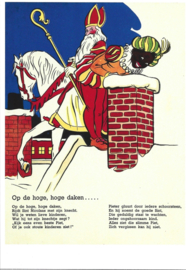 Sint en Piet op de hoge daken prentbriefkaart [C10485]