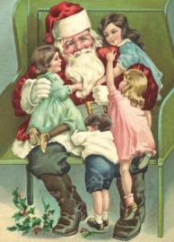 Kerstman met veel kindjes Reliefkaart EF 3014