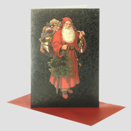 Glitter Kerstman kaart: Kerstman met Staf [XC-5656]