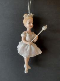 Zilver witte ballerina met staf kerstornament Kurt S. Adler