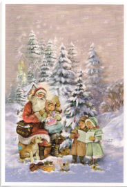 Adventskalender Kaart: Kerstman zingt met kinderen - 12415