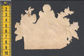 Kindje in Bloemenmand Rozen antiek poezieplaatje (376)
