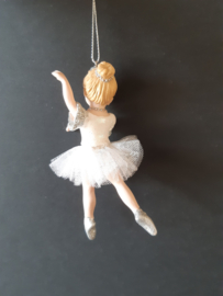 Zilver witte ballerina kerstornament Kurt S. Adler