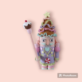 Crocheted Pastel Nutcracker with christmastree