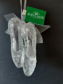 Witte glitter balletschoentjes kerstornament Kurt S. Adler