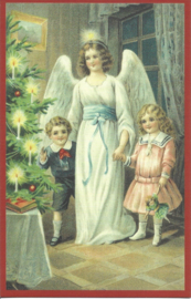 Engel met kindertjes bij de boom prentbriefkaart  {W144}