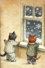 Poezen Kerstkaart: Poezen in de winternacht {7}