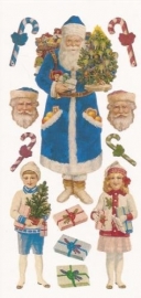 Kerstman met Mintgeur (kras) poezieplaatjes Stickers S01