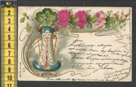 Relief Rozen fantasie met ZIJDE antieke kaart [AK61]