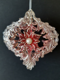 Roze kerstster en mistletoe kerstornament 1 Kurt S. Adler