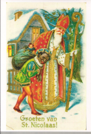 Sint en Piet op pad prentbriefkaart [1C1850]