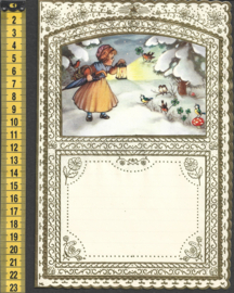 Wensbrief Kerst: Meisje in sneeuw met vogels