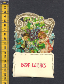 Uitklapkaart kindjes met viooltjes - Best Wishes - 1984