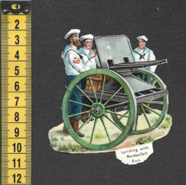 Matrozen met Nordenfelt kanon antiek poezieplaatje (776)